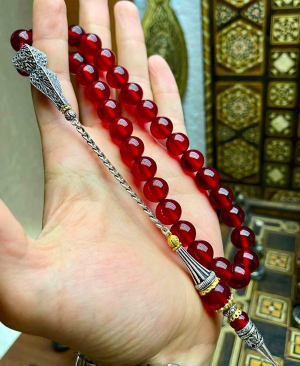 Ateş Kehribarı,Özel Tasarım 925 Ayar Gümüş Püskül Modeli - Görsel 4