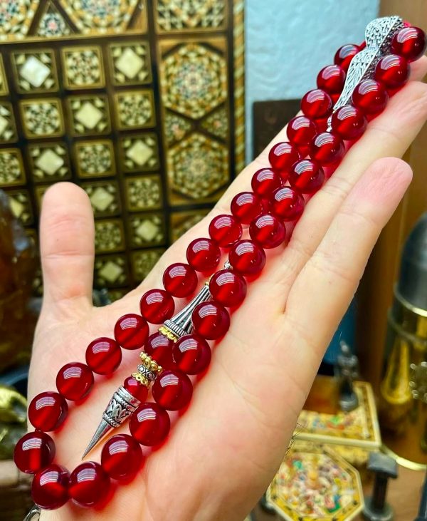 Ateş Kehribarı,Özel Tasarım 925 Ayar Gümüş Püskül Modeli - Görsel 6