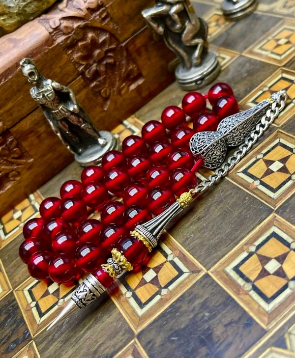 Ateş Kehribarı,Özel Tasarım 925 Ayar Gümüş Püskül Modeli - Görsel 2