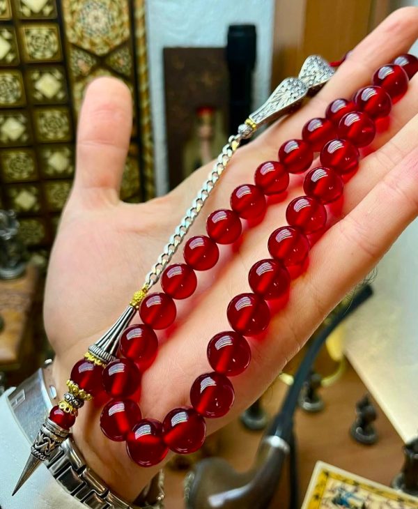 Ateş Kehribarı,Özel Tasarım 925 Ayar Gümüş Püskül Modeli - Görsel 7