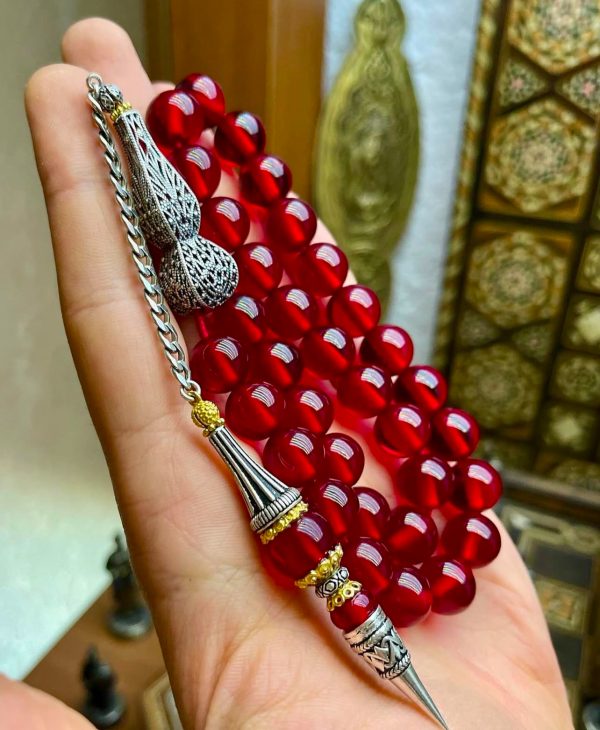 Ateş Kehribarı,Özel Tasarım 925 Ayar Gümüş Püskül Modeli - Görsel 3